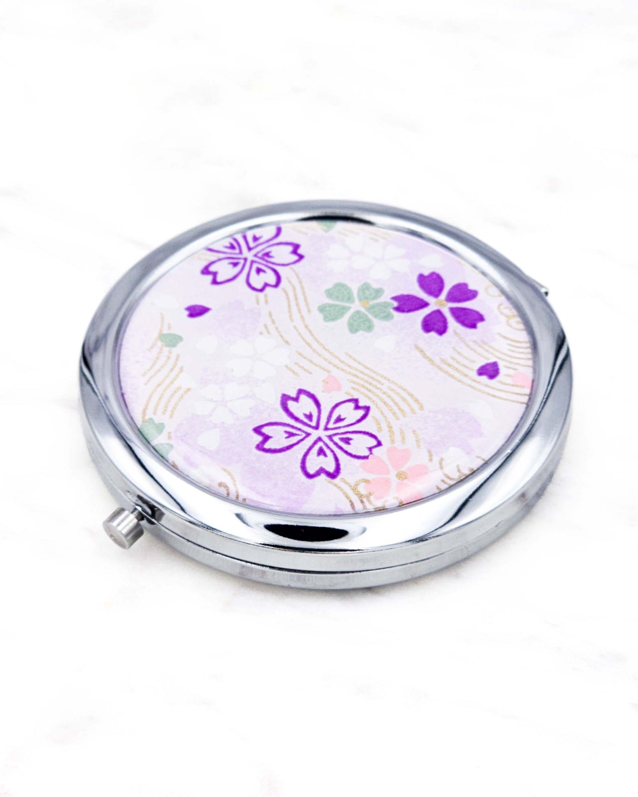 Compact Mirror - Purple Cherry Blossoms