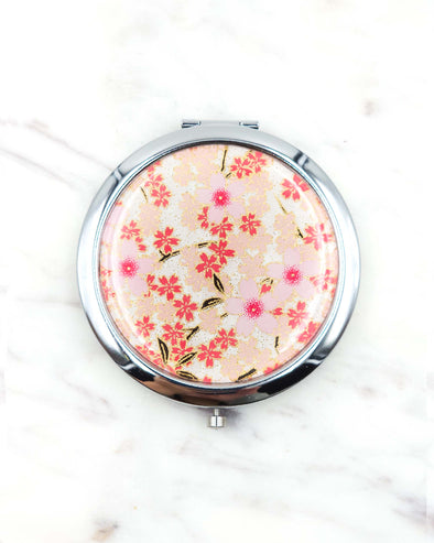 Pink Cherry Blossoms Compact Mirror