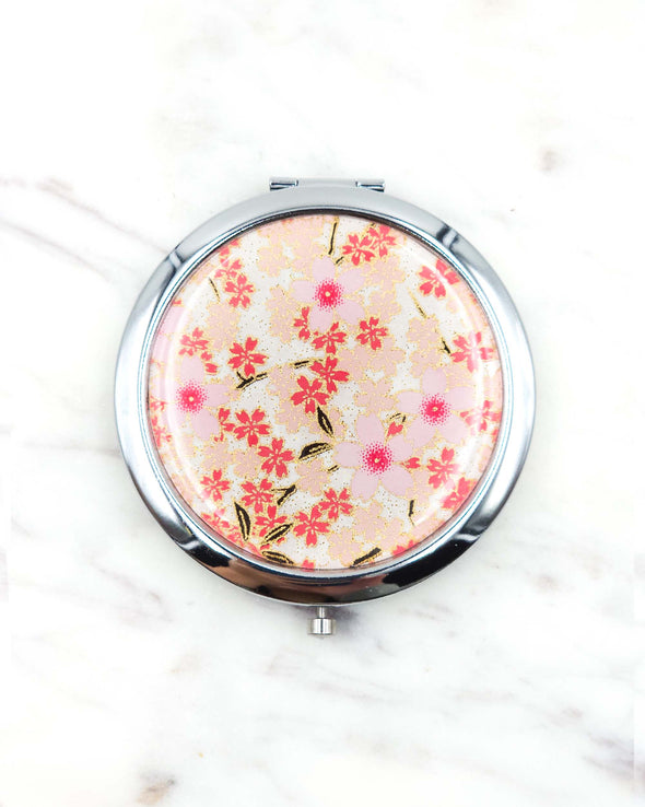 Pink Cherry Blossoms Compact Mirror