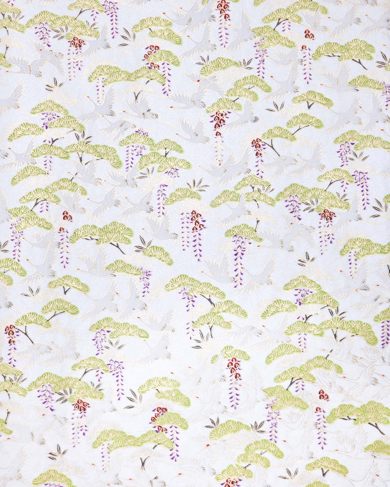 0257 Cranes & Wisteria on Pearlscent White