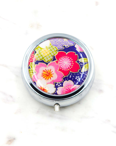 Cherry Blossoms on Purple Pill Box