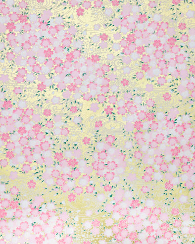 0364 Pink & White Cherry Blossoms on Gold