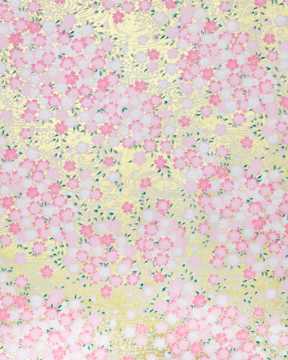 0364 Pink & White Cherry Blossoms on Gold