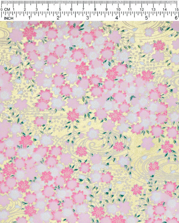 0364 Pink & White Cherry Blossoms on Gold