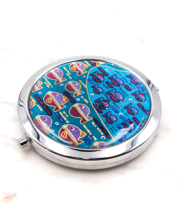 Purple Fishes Compact Mirror