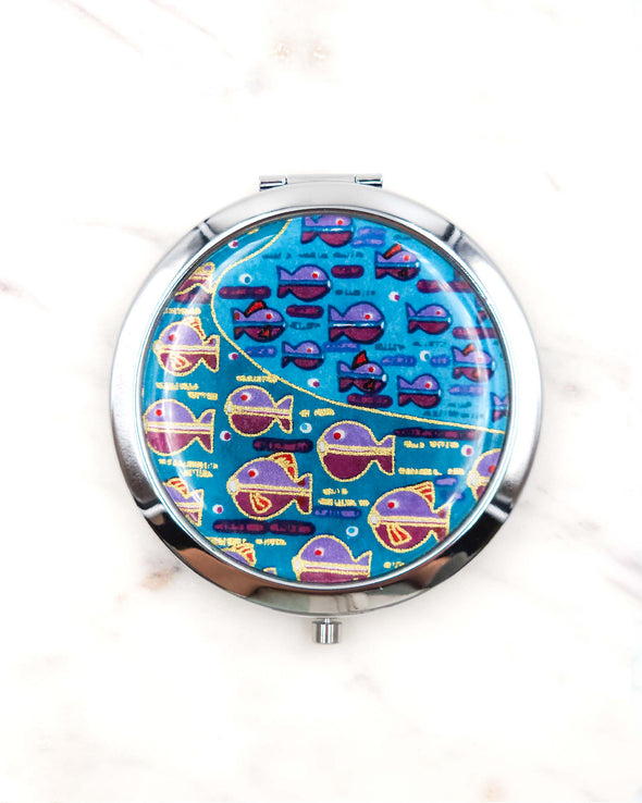 Purple Fishes Compact Mirror