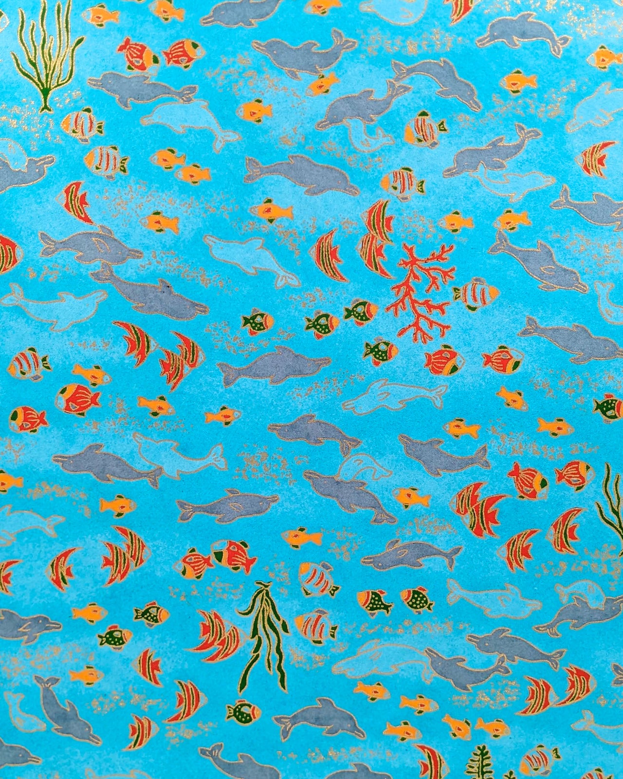0850 Dolphins & Fishes on Blue