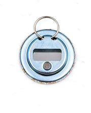 Magnetic bottle opener featuring cherry blossoms on a pink and white ichimatsu (checkered) background with metallic gold accents.