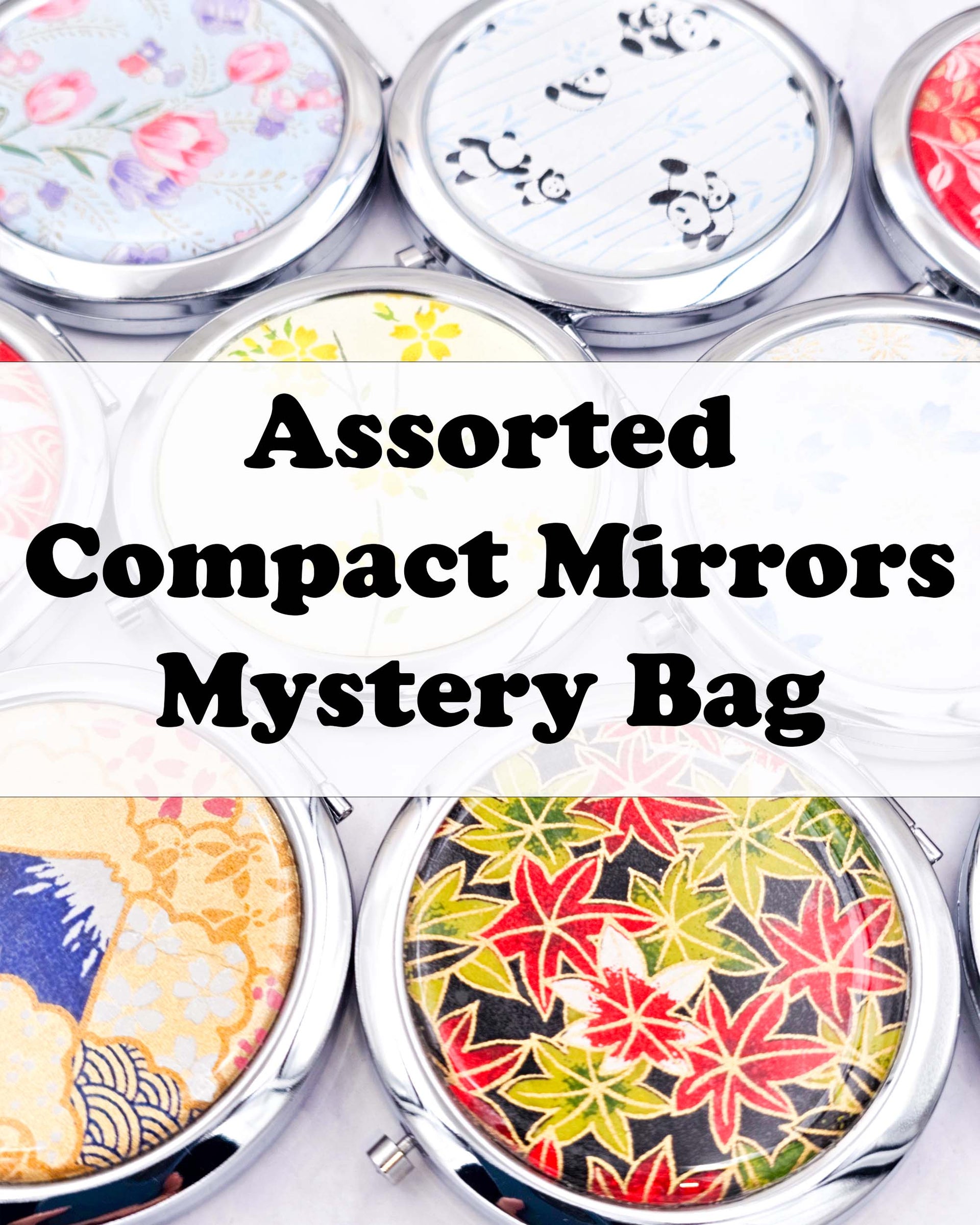 An assortment of silver compact mirrors