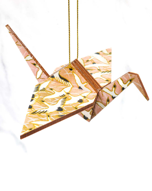 Wooden Origami Crane - Cranes on Pink
