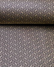 Japanese chiyogami paper featuring a metallic gold traditional Japanese sayagata design on a black background.