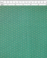 Japanese chiyogami paper featuring a small metallic gold traditional Japanese sayagata design on a green background.