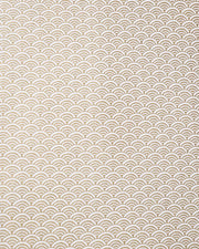 Japanese chiyogami paper featuring a traditional white and metallic gold seigaiha (wave crests) pattern.