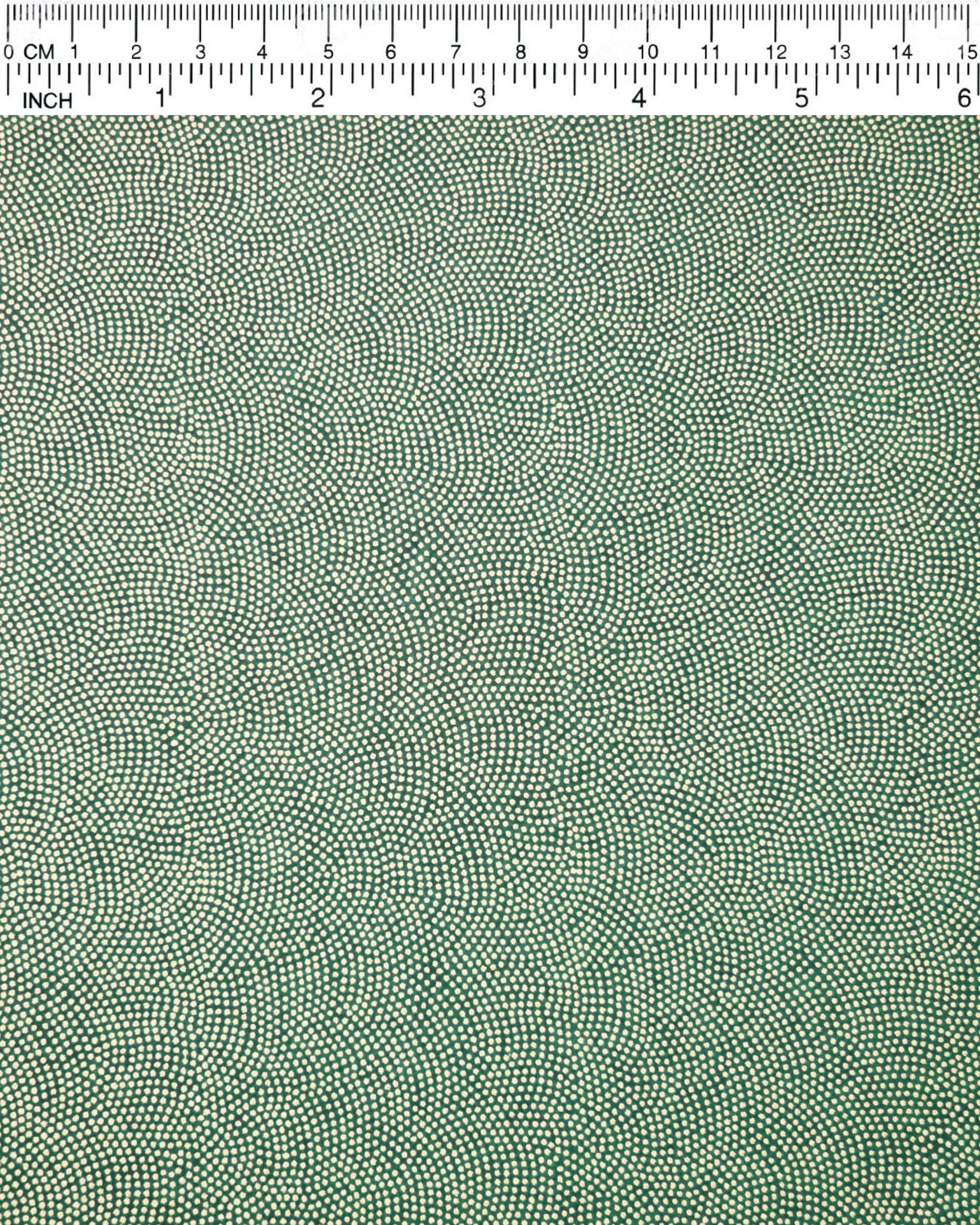 Japanese chiyogami paper featuring a very small metallic gold "same komon" (sharkskin) design on a dark green background.