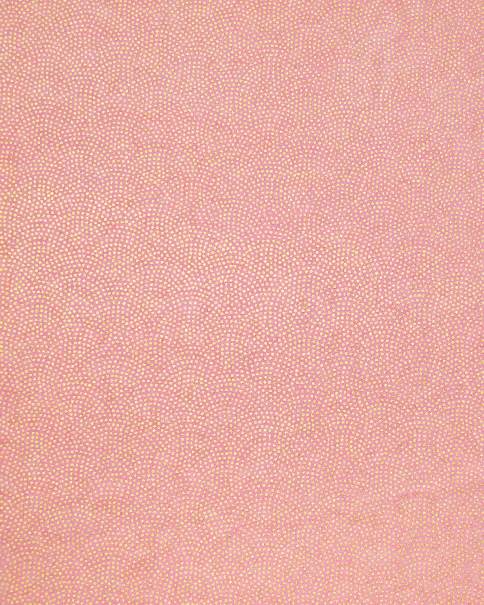 Japanese chiyogami paper featuring a small metallic gold "same-komon" (sharkskin) design on a light pink background. 