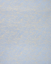 Japanese chiyogami paper featuring small metallic gold waves (aranami) on a light blue background. 