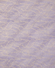 Japanese chiyogami paper featuring small metallic gold waves (aranami) on a gradient purple background.