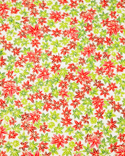 Japanese chiyogami paper featuring red, green, and white momiji (maples leaves) on a white background with metallic gold details.