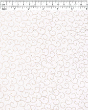 Japanese chiyogami paper featuring metallic gold traditional karakusa design on a white background with silver glitter.