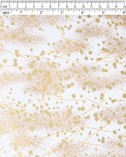 Japanese chiyogami paper featuring scattered metallic gold geometric shapes and fine gold lines on a white background.