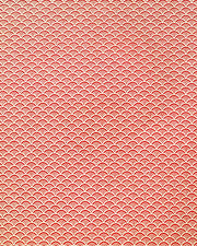 Japanese chiyogami paper featuring a small metallic gold seigaiha wave crest design on a red background.