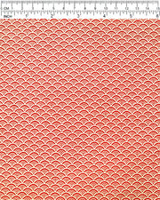 Japanese chiyogami paper featuring a small metallic gold seigaiha wave crest design on a red background.