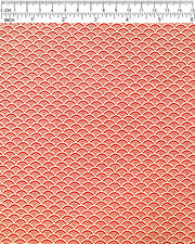 Japanese chiyogami paper featuring a small traditional red and metallic gold seigaiha (wave crests) pattern.