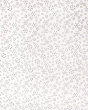 Japanese chiyogami paper featuring metallic silver snowflakes of various sizes on a white background.