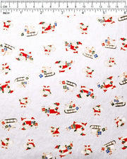 Japanese chiyogami paper featuring Santa and his sleigh on a metallic silver background.