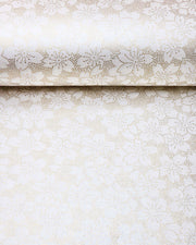 Japanese chiyogami paper featuring a metallic gold pointillistic cherry blossom design on a white background.