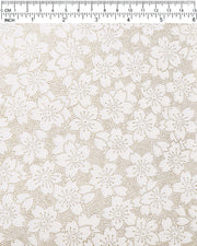 Japanese chiyogami paper featuring a metallic gold pointillistic cherry blossom design on a white background.