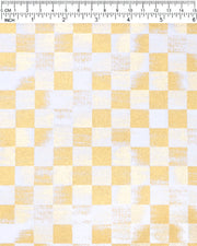 Japanese chiyogami paper featuring a metallic gold ichimatsu (checkered) design with a brushed effect on a white background.