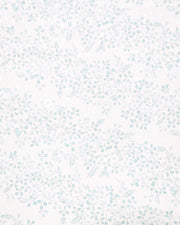 Japanese chiyogami paper featuring light blue and turquoise hagi (bush clover) on a light cream background with metallic silver details. 