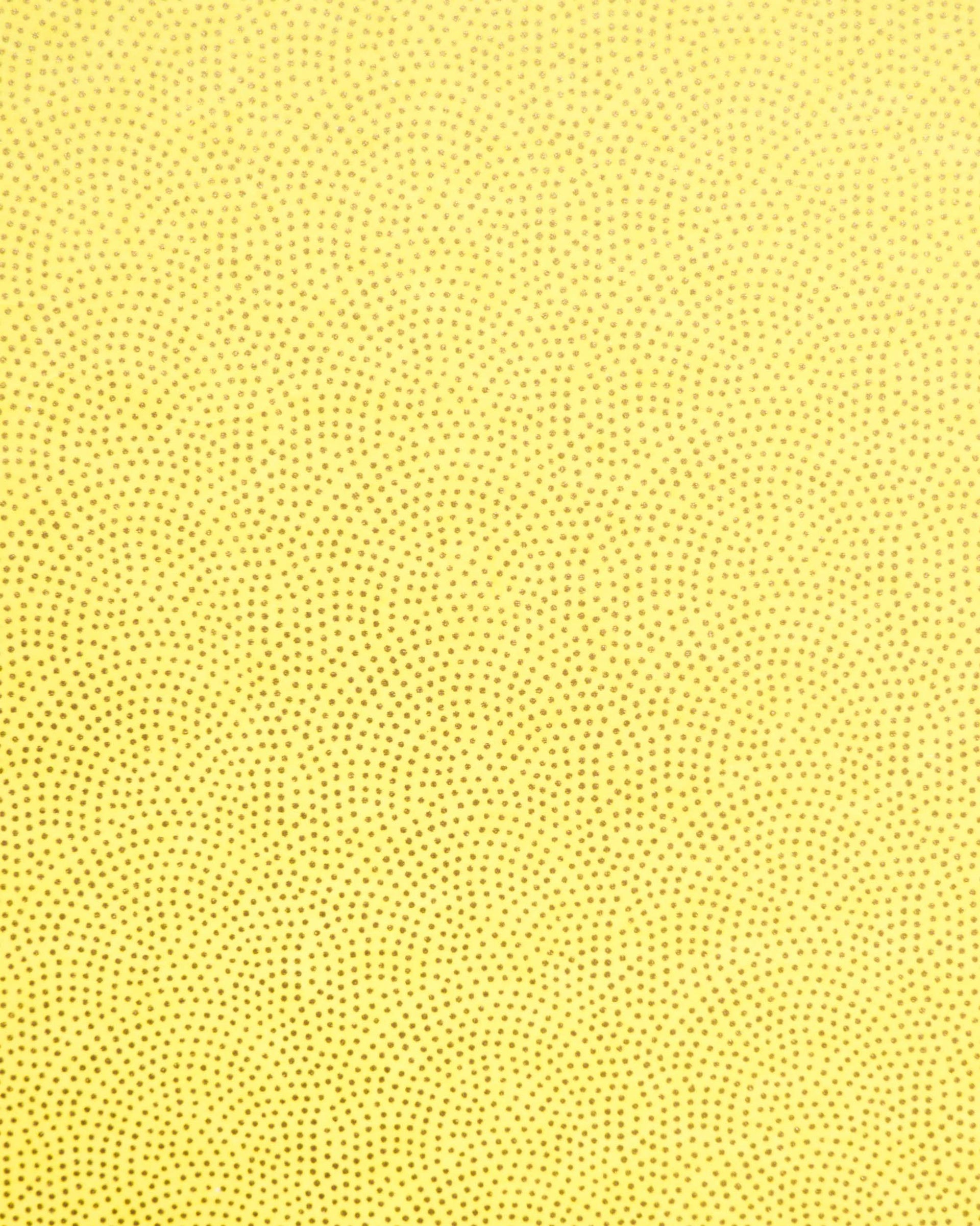 Japanese chiyogami paper featuring a metallic gold "same komon" (sharkskin) design on a bright yellow background.