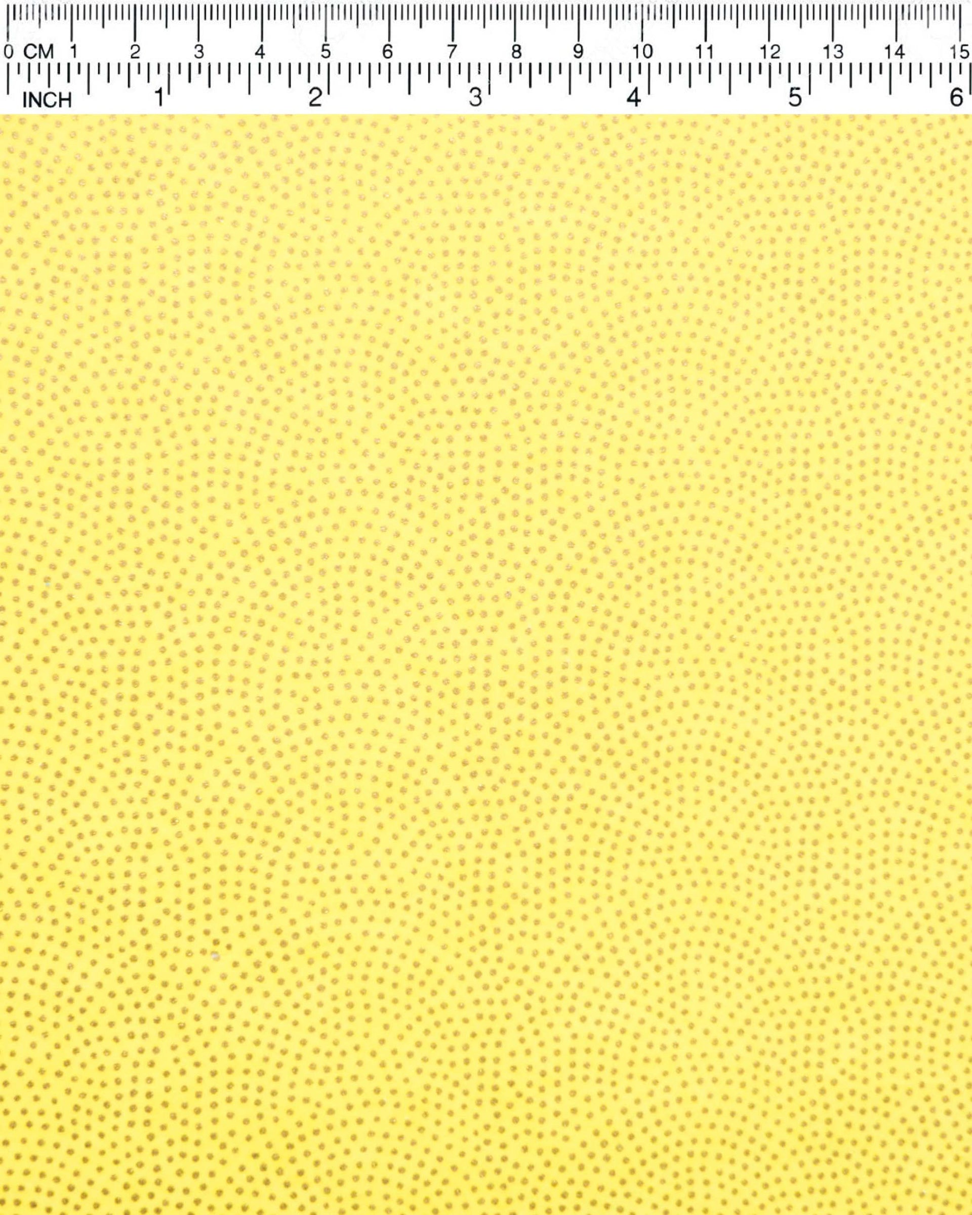 Japanese chiyogami paper featuring a metallic gold "same komon" (sharkskin) design on a bright yellow background.