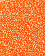 Japanese chiyogami paper featuring a metallic gold "same komon" (sharkskin) design on an orange background.