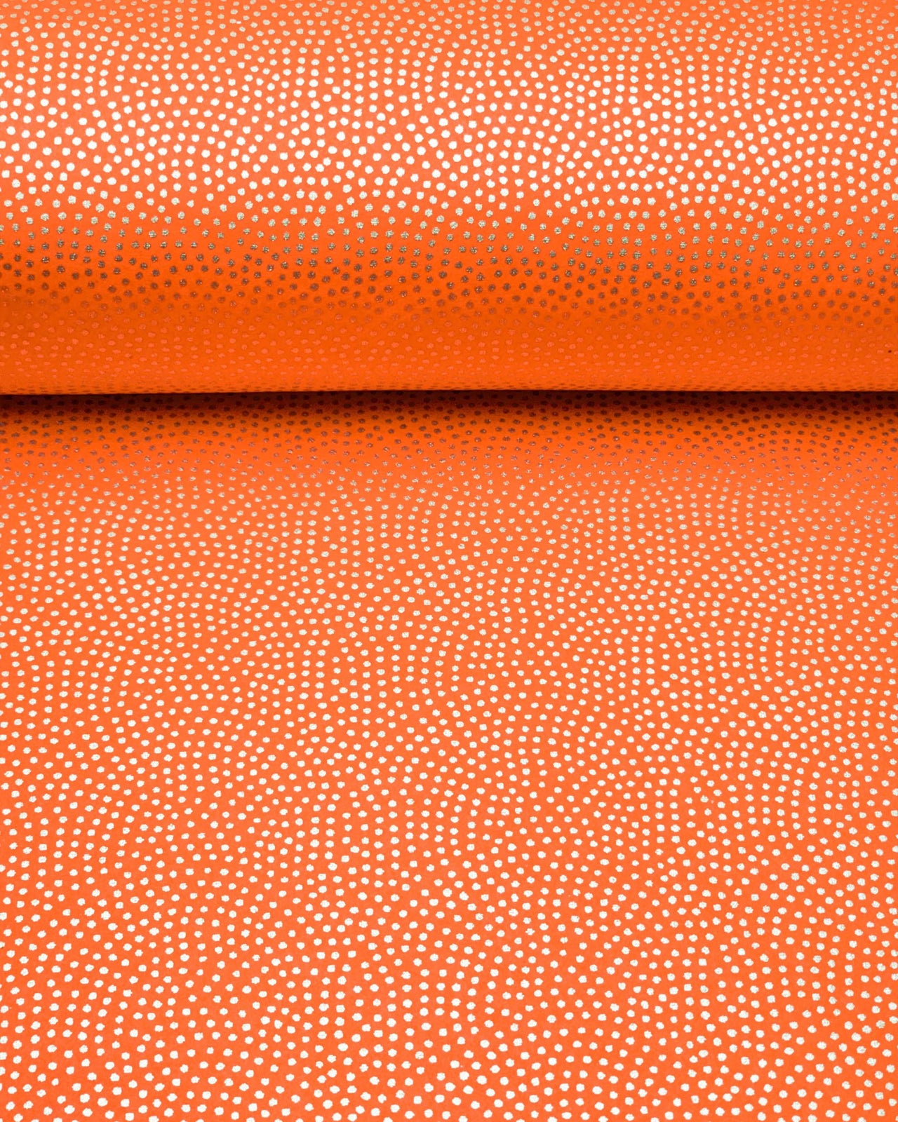 Japanese chiyogami paper featuring a metallic gold "same komon" (sharkskin) design on an orange background.