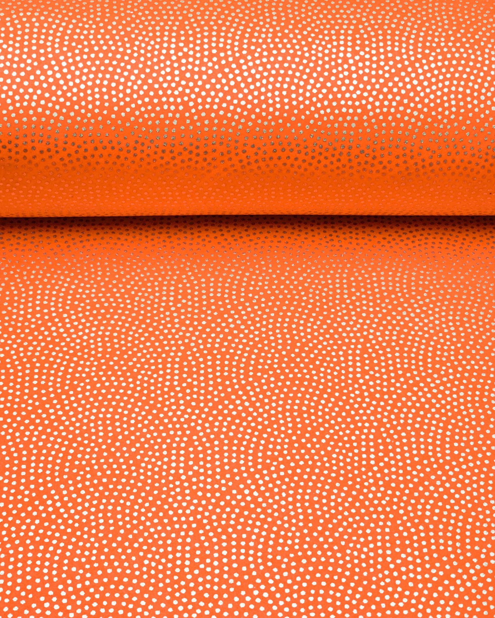 Japanese chiyogami paper featuring a metallic gold "same komon" (sharkskin) design on an orange background.