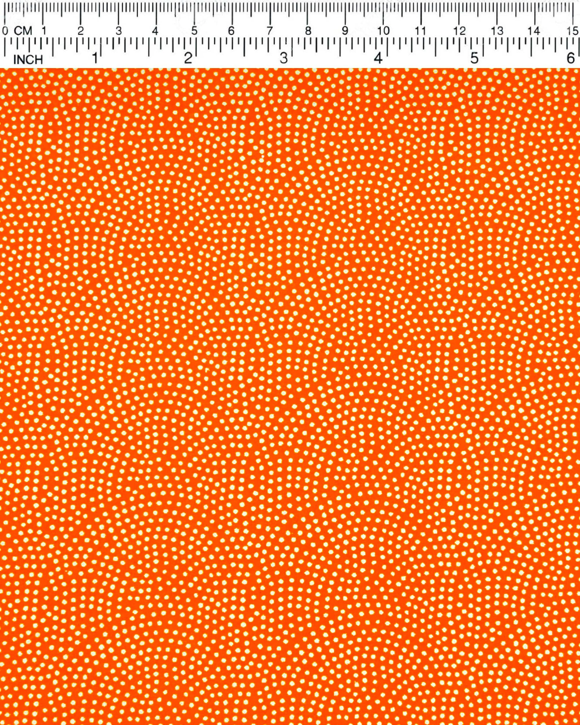 Japanese chiyogami paper featuring a metallic gold "same komon" (sharkskin) design on an orange background.