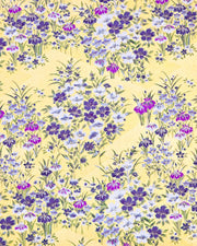 Japanese chiyogami paper featuring blue, purple, and white irises on a gold background with metallic gold accents.