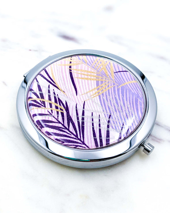 Purple Leaves Compact Mirror