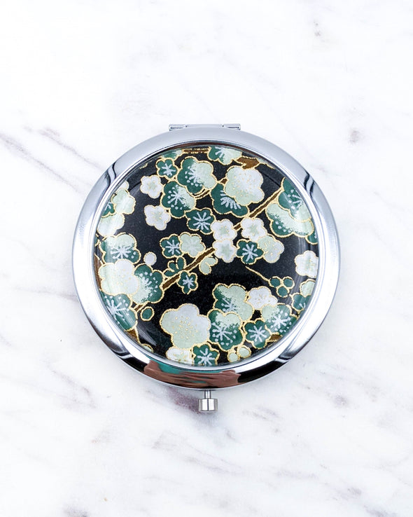 Green Plum Blossoms Compact Mirror