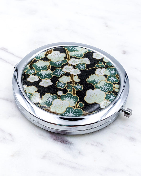 Green Plum Blossoms Compact Mirror