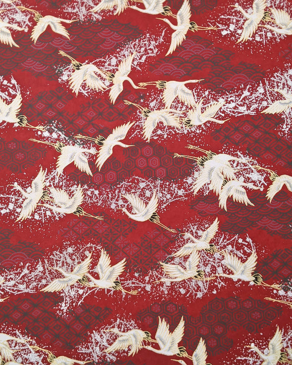 1004 Flying Cranes on Red