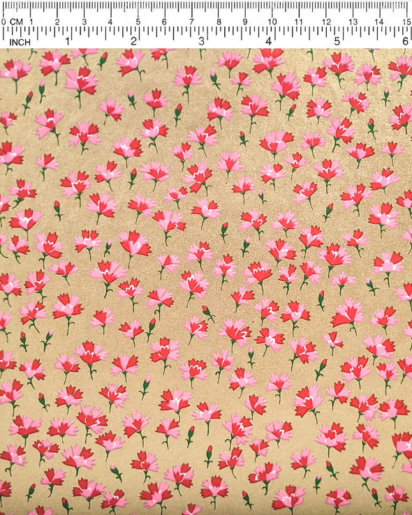 1011 Pink Flowers on Gold