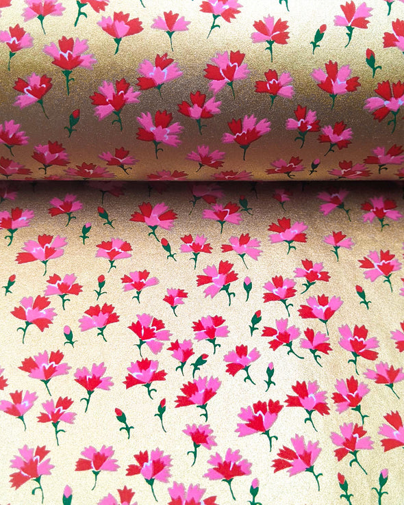 1011 Pink Flowers on Gold