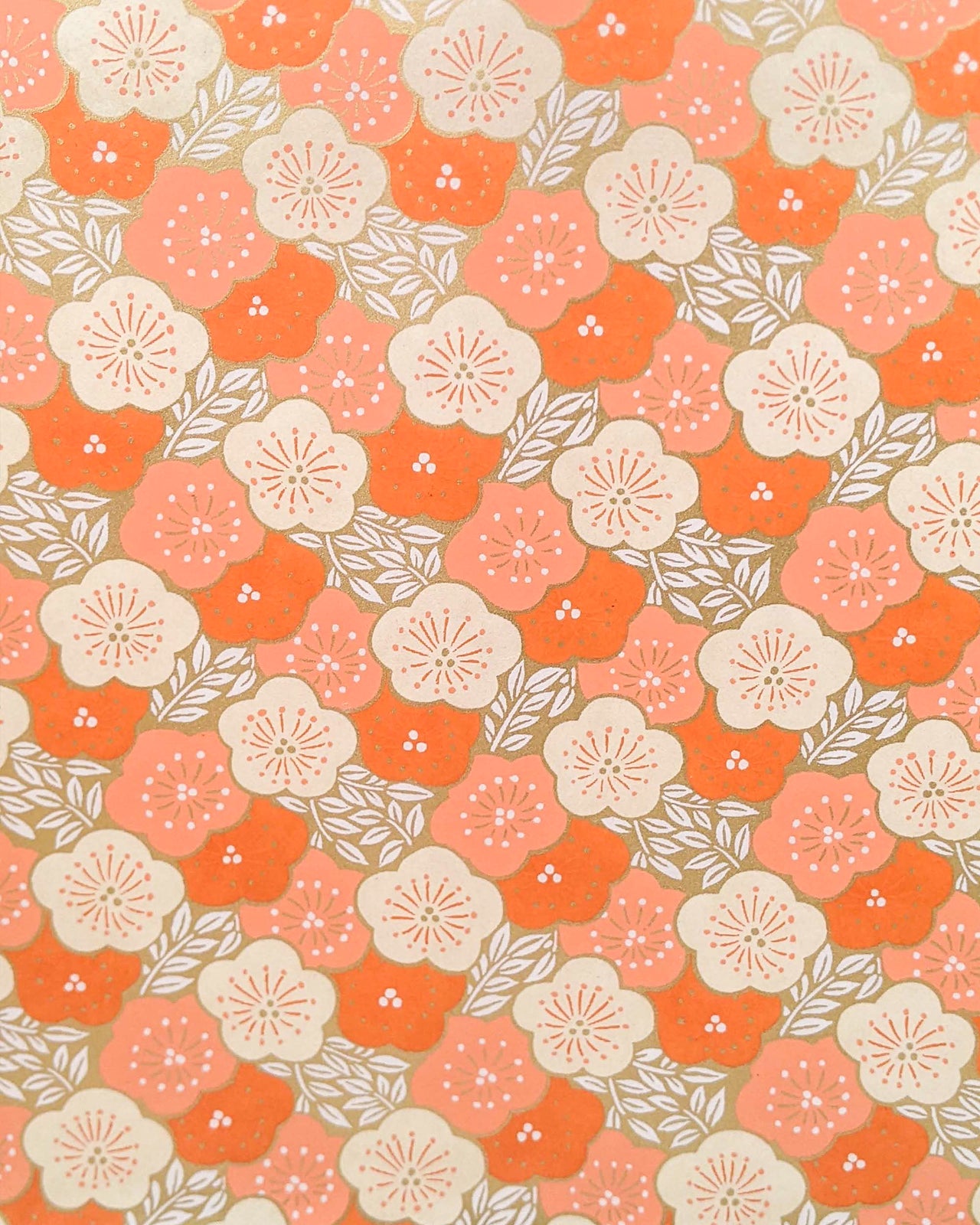 1015 Orange Plum Blossoms on Gold