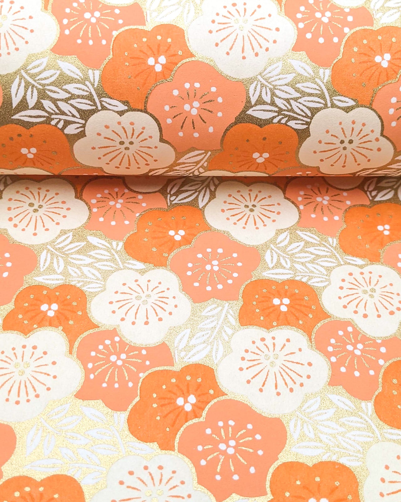 1015 Orange Plum Blossoms on Gold