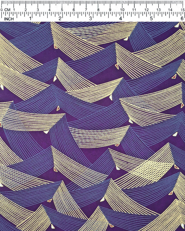 1021 Gold & Blue Triangles on Purple