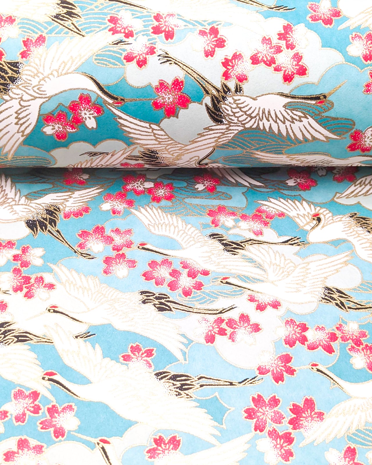 1024 Cranes & Cherry Blossoms on Blue